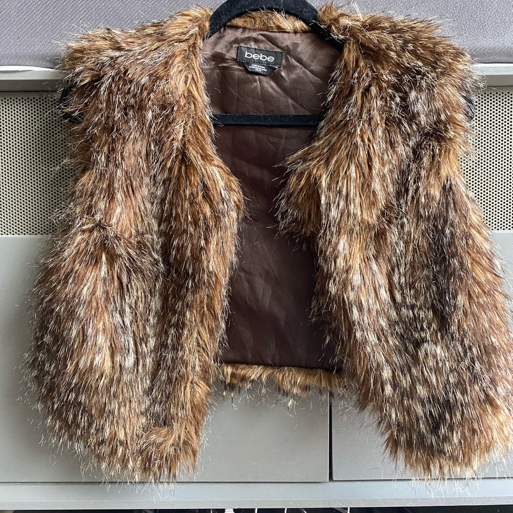BEBE Faux Fur Cropped Vest